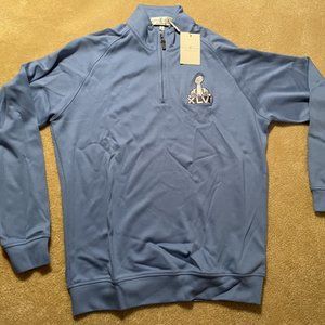 Fairway & Greene Men’s Blue 1/4 Quarter Zip Pullover Super Bowl XLVI - Large NWT